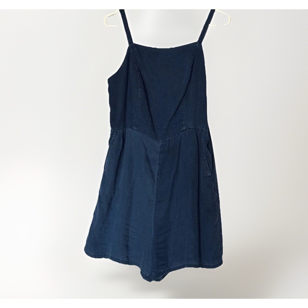 Old Navy Romper Womens L Blue Lyocell Sleeveless Summer Casual Pockets Flowy‎